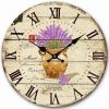 Decorative 14-inch Roman Numerals Wooden Wall Clock with French Lavender Pattern