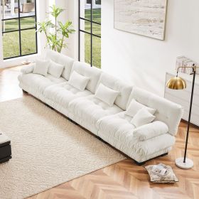 4-Seater Sectional Sofa Modular Deep Seat Sofa Couch , Chenille Sofa Comfy Upholstered Sofa for Living Room, Apartment, Studio, Office,Chenille W
