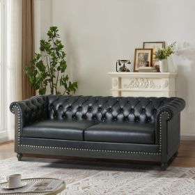 Mirod Comfy 3-Seat Sofa with Wooden Legs, Retro Style for Living Room and Study