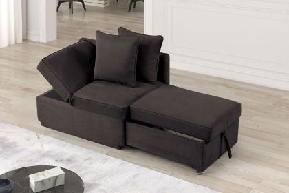 Convertible Chair 1pc Living Room Furniture Gray Fabric Adjustable Headrest Pillows Functional Chair