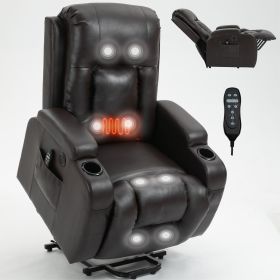 Infinite Position Up to 350 LBS Power Lift Recliner Chair for Elderly, Heavy Duty Motion Mechanism with 8-Point Vibration Massage and Lumbar Heat