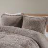 Grey Soft Sherpa Faux Fur 3-Piece Comforter Set with Pillow Shams
