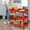 Steel Frame Kitchen Serving Utility Cart on Wheels with 2 Bottom Shelves
