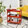 Steel Frame Kitchen Serving Utility Cart on Wheels with 2 Bottom Shelves